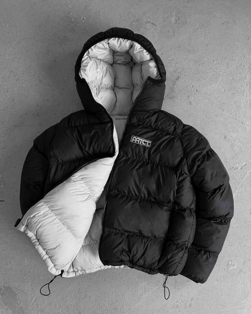 Plumífero Corto Puffer Bicolor con Capucha / Chaqueta Acolchada de Invierno Estilo Urbano