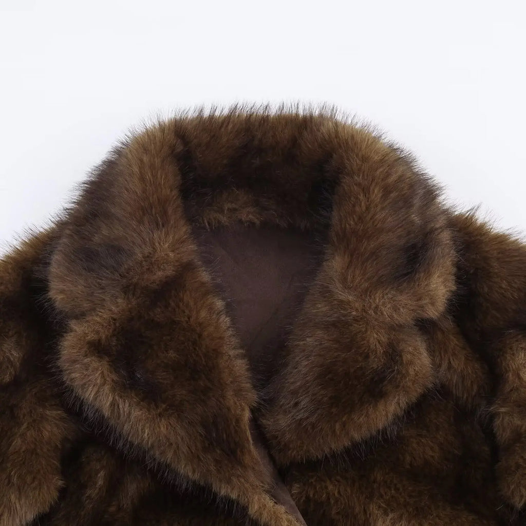Abrigo de Pelo Sintético Premium de Invierno / Chaqueta de Piel Ecológica Texturizada