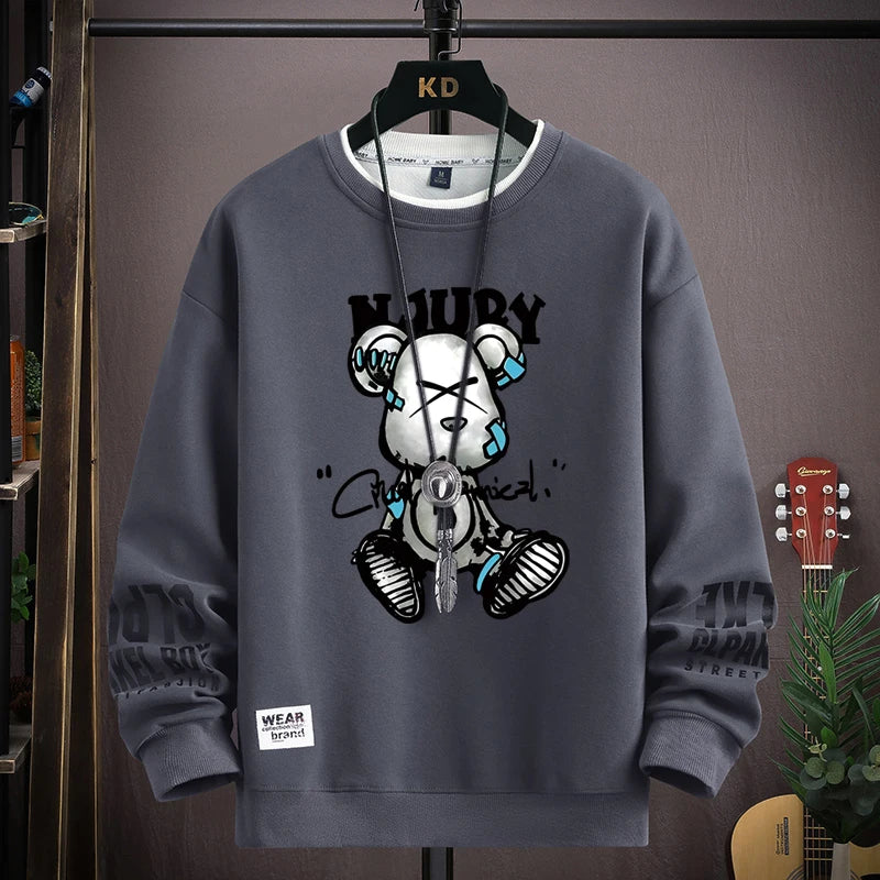 Sudadera Oversize Beige con Gráfico Urbano / Sudaderas de Algodón