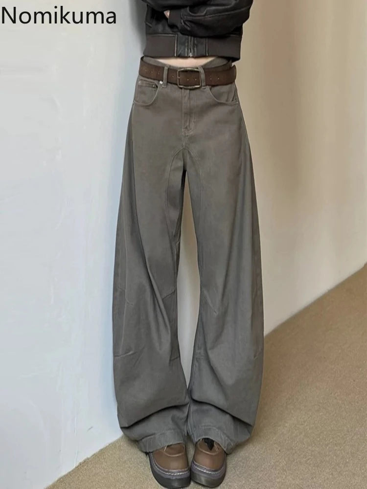 Vaqueros Extra Anchos Estilo Vintage / Jeans Baggy de Tiro Alto Deslavados