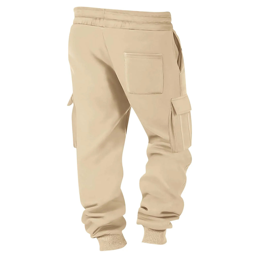 Pantalón Jogger Tipo Cargo de Felpa Suave / Pantalón de Chándal Cargo con Puño Elástico